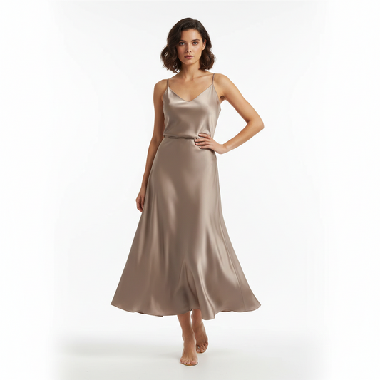 Aurea Satin Midi Skirt